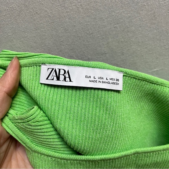 Zara Bright Green Rib tank/ Pencil Skirt Dress Set Sz L - Picture 6 of 12